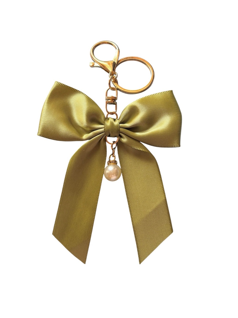 Green Bow Bag Charm with Pearl Accent NWOT